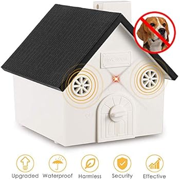 Humutan Anti Barking Device, Outdoor Anti Bark Deterrents with Adjustable Ultrasonic Level, Waterproof Ultrasonic Infrared Dog Barking Control for Small Medium Large Dogs