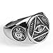 OAKKY Jewelry Men's 316l Stainless Steel Triangle Eye of God Rings, Vintage Size 13