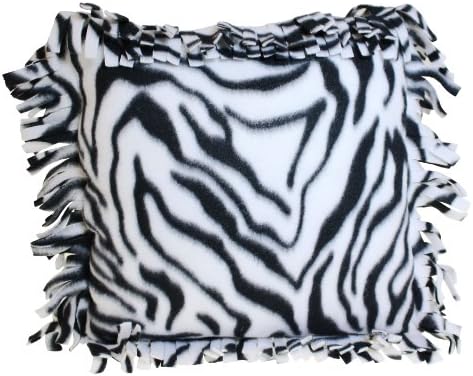 Haan Crafts Alpine Fleece Fringed Pillow Sewing Kit, 14-Inch, Zebra