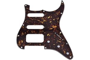 Dopro 11-Hole Strat HSS Guitar Pickguard 2-Screw Humbucking Pickup Mount for American FD Stratocaster Dark Tortoise
