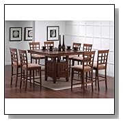 Counter Height Dining Sets 9pcs Walnut Counter Height Dining Table with Lazy Susan & 8 Stools Set