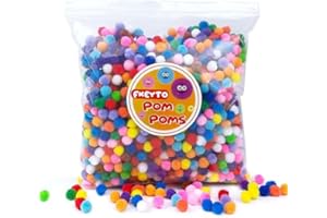 FKEYTO 1500 Pieces Pompoms for Crafts,1cm Pom Poms in Bright & Bold Assorted Colors,Pompoms for Arts and Craft Making Decorations