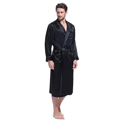 LilySilk Silk Robes miehille Long Kimono 22 Momme Pure Mulberry Natural Real Raw Silk Pehme&auml;, silkki Kylpy Robe