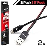 USB Lighting Cables for iPhone and iPad (2 Pack) - Lighting Cable Charging Cords 5 Feet Flexible and Durable - Fast Sync Lighting to USB Cable Charger for Apple iPhone X 8 7 6 Plus 5s (Black) - iHard