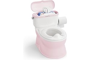 CheerTry 2-in-1 Toddler Potty Training Toilet - with Detachable Training Seat, Realistic Flushing Sound for Boys & Girls Ages 1-3 with Wipes Storage, Toilet Paper Holder