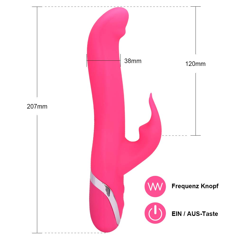 Vibratoren für Sie Klitoris und G-Punkt Stimulator, Dual Motor Realistische Rabbit Vibrator für Frauen und Paare, Weiches Silikon Dildo mit 10 Modi, 2xAAA Batteriebetrieben, Rosa
