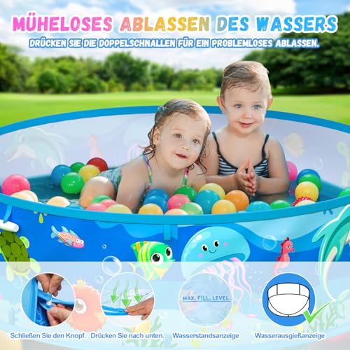 Baby Paddling Pool with Roof, Pop-Up Beach Shelter, Baby UV Protection 50+ with Storage Bag, 4-in-1 Portable Baby Pool with Sun Protection, Summer Must-Haves for Beach, Holiday, Camping and Picnic