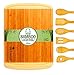 Large Organic Bamboo Cutting Board with 6 Piece Utensil Set. 18 x 12 inch Chopping Block Cheese Board & Serving Tray with Drip Groove. Hygienic & Antimicrobial. Home & Camping. Live a Life You Deserve