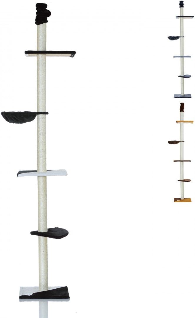 Cat Tree Scratching Post Sisal Tower LCP6 Activity centre suitable for 240 to 270 cm ceilings height- black white