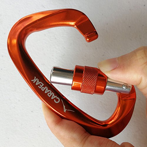 25kN 5,620lbs Heavy Duty Aluminum Screwgate Locking Rock Climbing Carabiner Clip, 4 Pack Set Strong D Shaped Screw Lock, Lockable Hook