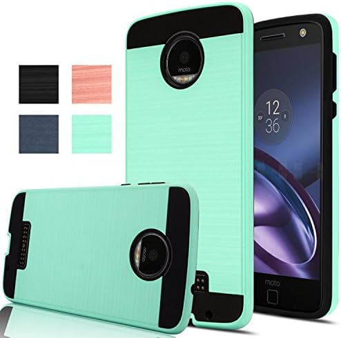 Moto Z/Moto Z Droid/Moto Z Droid Edition Case with HD Screen Protector , Aomax Hard Silicone Rubber Hybrid Armor Shockproof Protective Holster Cover Case For Motorola Z (VLS ARMOR Mint)