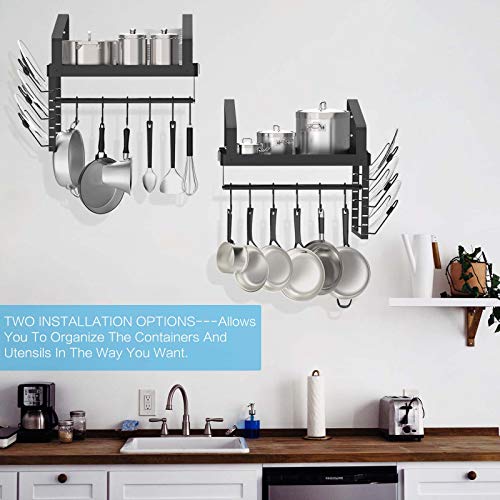 Xcosrack Pot Racks Wall Mounted Set of 2,with Towel Bar and Pots Pans