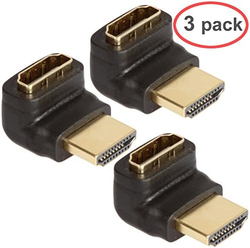 LINESO 3PCS HDMI Right Angle Adapter Male to Female with Gold-Plated (HDMI 90 Degree)