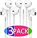 Wired Earbuds, In-Ear Earphones [3-PACK] with Microphone, 3.5mm Stereo Jack Headphones with Enhanced Bass Stereo Noise Cancelling Volume Control Flat Cord for Apple iPhone, Android, Samsung and More