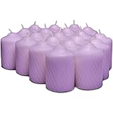Lavender Scented Votive Candles - 15 Hour Long Burn Time - Textured Finish - Box of 20