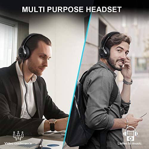 Casque Bluetooth sans Fil, Tecknet Casque Audio Stéréo Hi-FI Oreillette Bluetooth 5.0 avec 16 Heurs de Lecture, Cache-Oreilles Confortable et Son Haute Fidélité pour iPhone/Android/Tablettes/PC