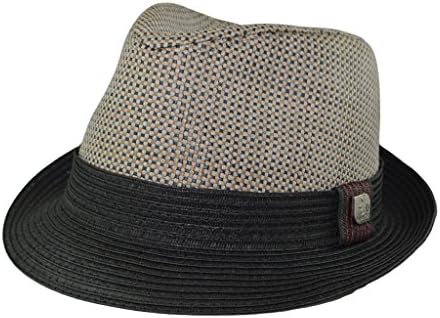 Mens Big Size 2 Tone Summer Straw Fedora Trilby Hat XL(60cm) XXL(62cm) 2 Colors (XXL - 24 1/4 IN / 7 3/4 / 62cm, Black)