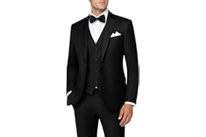MAGE MALE Mens 3 Piece Suits Slim Fit Tuxedo Suit Set Soild Prom Wedding Suits One Button Blazer Vest Pants Set with Bow Tie