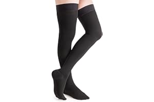 JYUOZI Thigh High Compression Stockings for Women Men 20-30mmHg, Medical Compression Socks for Women(Black,L)