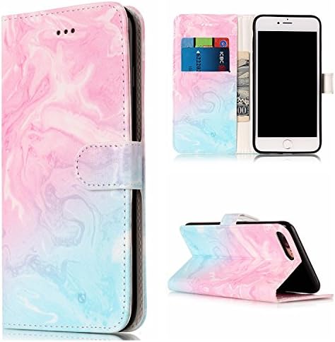 Marble iPhone 7 Plus Case Prime, Soft TPU Skin iPhone 7 Plus Wallet Cases iPhone 7 Plus Case Leather, Best Pink iPhone 7 Plus Case with Card Holder Folio Flip Kickstand Cases for iPhone 7 Plus/8 Plus