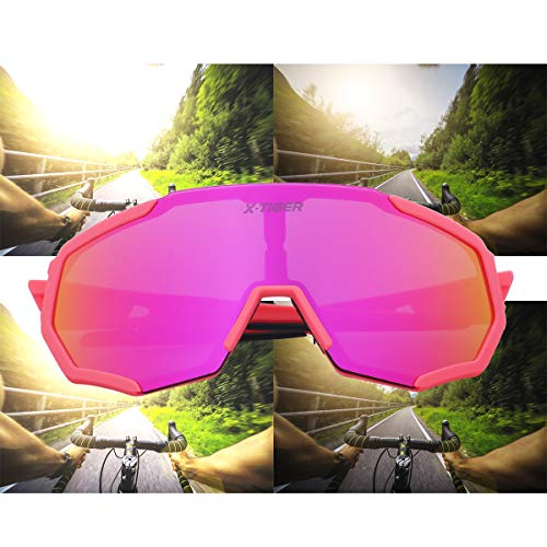 XTIGER Polarized Sports Sunglasses with 5 Interchangeable Lenses,Mens