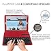 Eoso Keyboard Case for Apple iPad 2/3/4 Folding Leather Folio Cover with Removable Bluetooth Keyboard for iPad 2/3/4 Tablet (Dark Red)