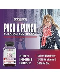Elder-mune Elderberry Gummies 125 mg Elderberry Suplemento con Vitamin-c y Zinc para...