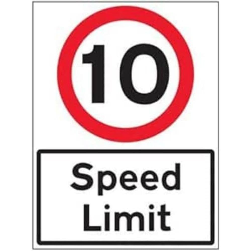 V Safety 10 MPH Speed Limit W/Channel - 3mm Alumcomp Ra1 Anti Graffiti - 450x600mm