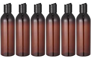 VILLCASE 6pcs 250ml Portable Travel Lotion and Shampoo Bottles Press Lid, Brown Cosmetic Containers for