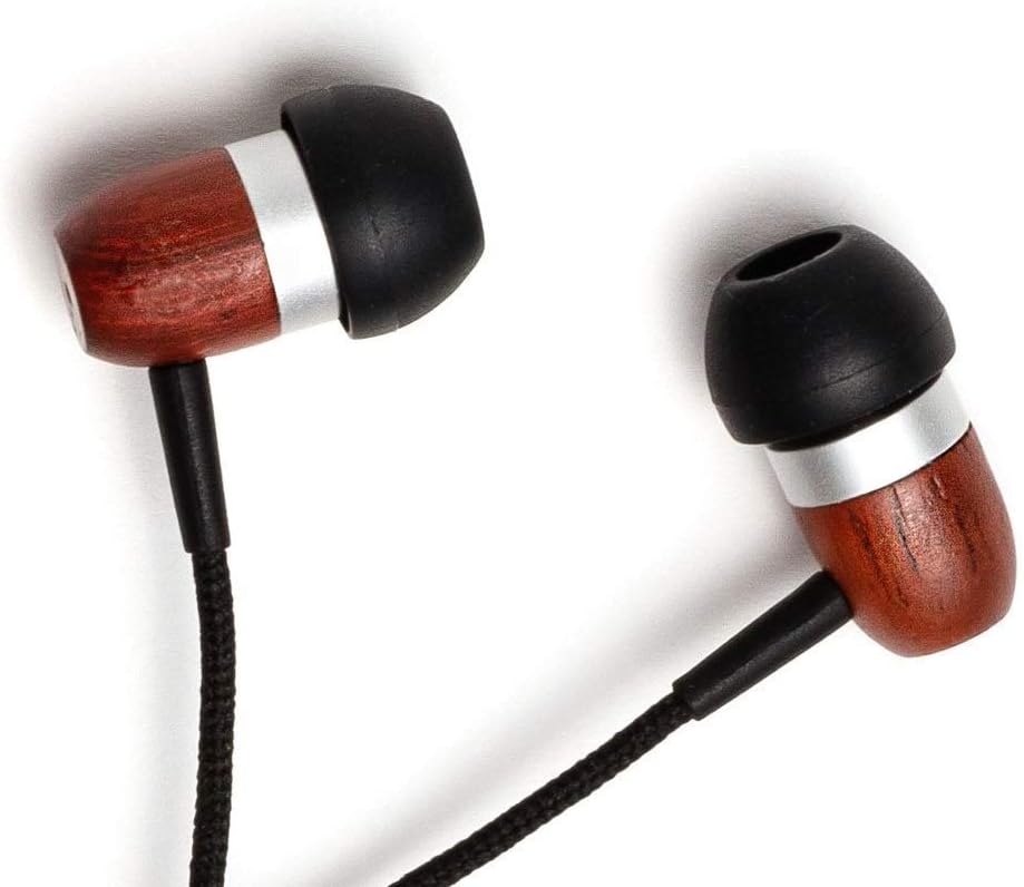 Symphonized GLXY Premium Genuine Wood In-ear Noise-isolating Headphones with Mic and Nylon Cable (Cherry)