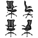 Furmax Mid Back Office Chair Mesh Desk Computer Chair with Flip Arms Swivel Task Chair with Ergonomic Headrest and Lumbar Support (Black)