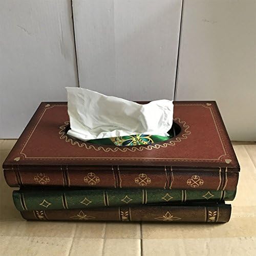 Fanmulin Retro Elegant Wooden Antique Book Tissue Holder Dispenser / Novelty Napkin Holder (Red)