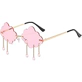 BOJOD Rimless Cute Sunglasses For Women Trendy Vintage Creative 90s Sunglasses Funny Cloud Shaped Disco Glasses