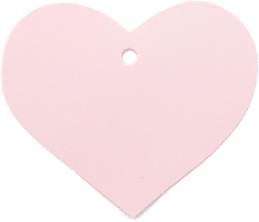 LWR CRAFTS 100 Hang Tags Heart with Jute Twines 100ft (2 3/8" x 2 3/16", Light Pink)