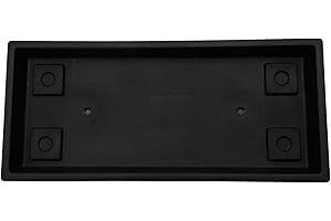 The HC Companies Venetian Rectangular Plant Tray - 17.5" Saucer for 18" Planter Pot, Plastic Drip Tray for Drainage - Indoor & Outdoor Use, Black