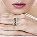 Genuine Turquoise & Gemstones Ring in 925 Sterling Silver Lady's Size 6 to 11