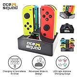 4 in 1 Charging Dock for Nintendo Switch Joy Con w/ USB C Cable - 4 Ports Switch Controller Charging Station - Joy-Con Charger - Fast Charging w/ Light Indicator Easy Plug-in for Joy-Cons by AceSquad