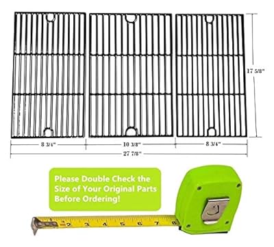 Hongso PCG233 Universal Gas Grill Grate Cast Iron Cooking Grid Replacement, Sold As A Set of 3