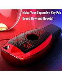 Uxinuo - Funda para llave de Mercedes Benz, de TPU suave de alta calidad, protección completa de 360 grados, compatible con Mercedes Benz C E S M CLS CLK G clase sin llave, llavero inteligente