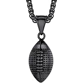 PROSTEEL 316L Stainless Steel 3D Football/Basketball/Volleyball/Baseball/Rugby Ball Cool Necklaces for Men, Sports Players Favors Jewelry, 22inch, Come with Box