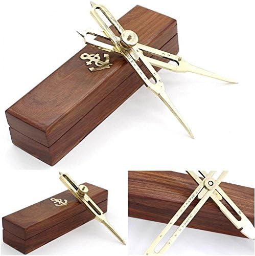 Arsh Nautical Proportional Divider 6 inch Artist Craft Tool with Anchor Inlaid Box Full Brass D B