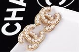 P.phoebus 18K Yellow Gold Vintage White Swarovski Crystal Studs Earrings Rhinestones Dangle Charms Hoops For Women Girls (white beads)