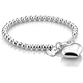 Dankadi New Women's 925 Sterling Silver Bracelet Minimalist 4-6MM Round Bead Chain Solid Silver Bracelet Charm Jewelry Lobster Claw Clasp