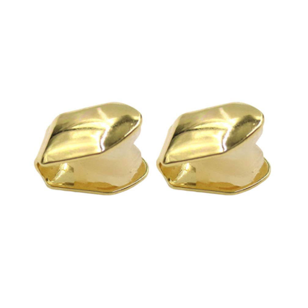 Artibetter Electroplate Gold Clip on Tooth Hip Hop Grill Single Cap for Party Costume Music Concert Daily Wear Set of 2