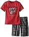 Calvin Klein Little Boys' Red T-Shirt with Plaid Short Two-Piece Set
