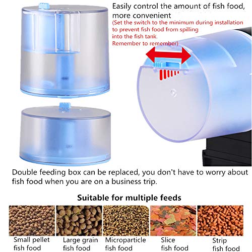 Automatic Fish Feeder Fish/Turtle Timer Auto Feeder for Aquarium&Fish Tank Vacation&Weekend Fish Food Dispensers Batteries Included(with 2 Fish Food Dispensers)