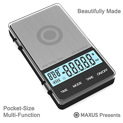 Thin Espresso Scale with Timer 1000g x 0.1g MAXUS Coffee Scale Digital