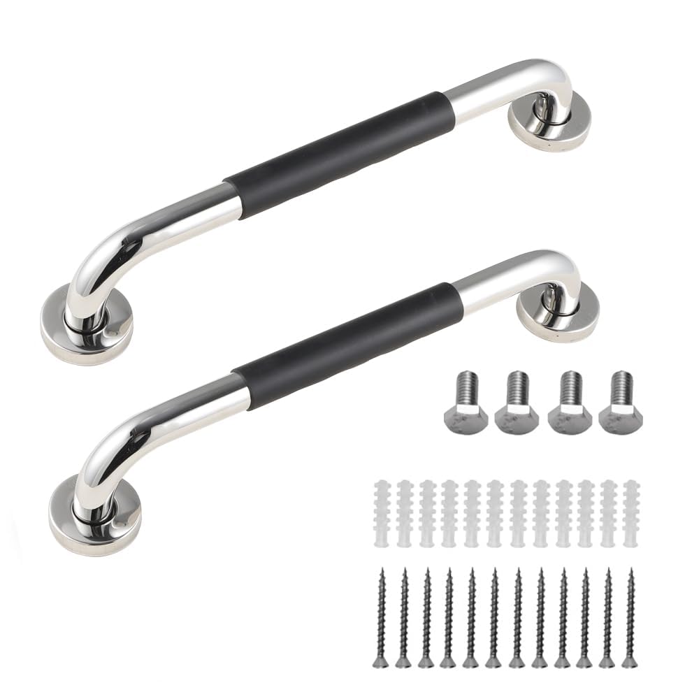 16 Inch Grab Bar 2 Pack Safety Bath Bar for Bathtubs and Showers Seniors Anti Slip Safety Grab Bar Handicap Grab Rails Stainless Steel Bathroom Toilets Grab Bars for Elderly, Pregnant (Wall Mounted)