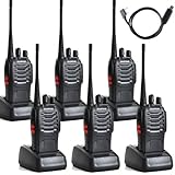 6-Pack Portable BaoFeng BF-888S UHF FM Transceiver High Illumination Flashlight Portable Walkie Talkie Two-Way Radio(Black) with Earpieces, and 1 Programming Cable