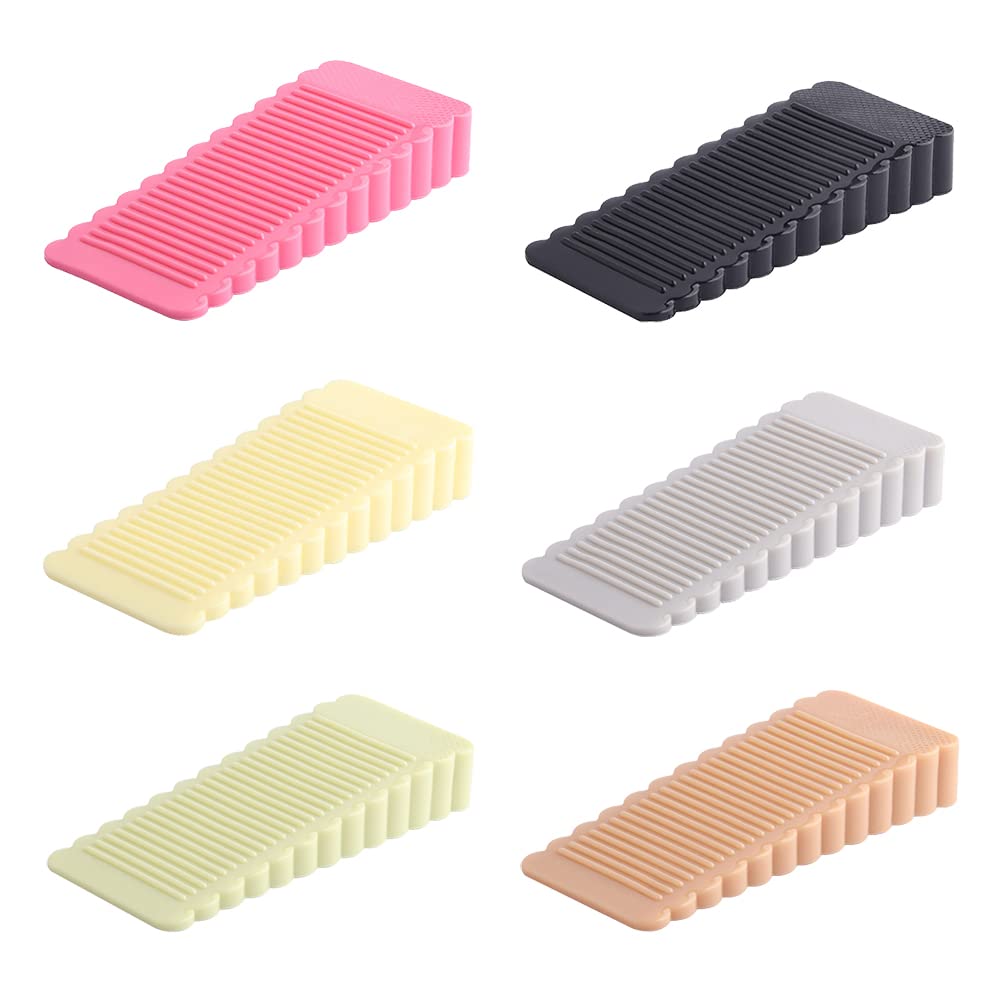 6 Pack Rubber Door Stopper Non-Slip Door Stop Door Wedge for Interior Bathroom, Cupboard, Kitchen, Children's Room Doorstop